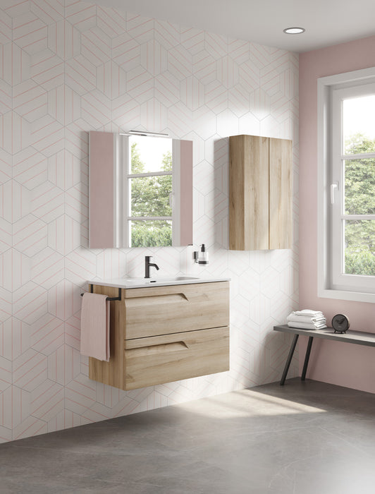 ROYO VITALE Conjunto Mueble de Baño Completo Fondo Reducido 2 Cajones Beige Nature
