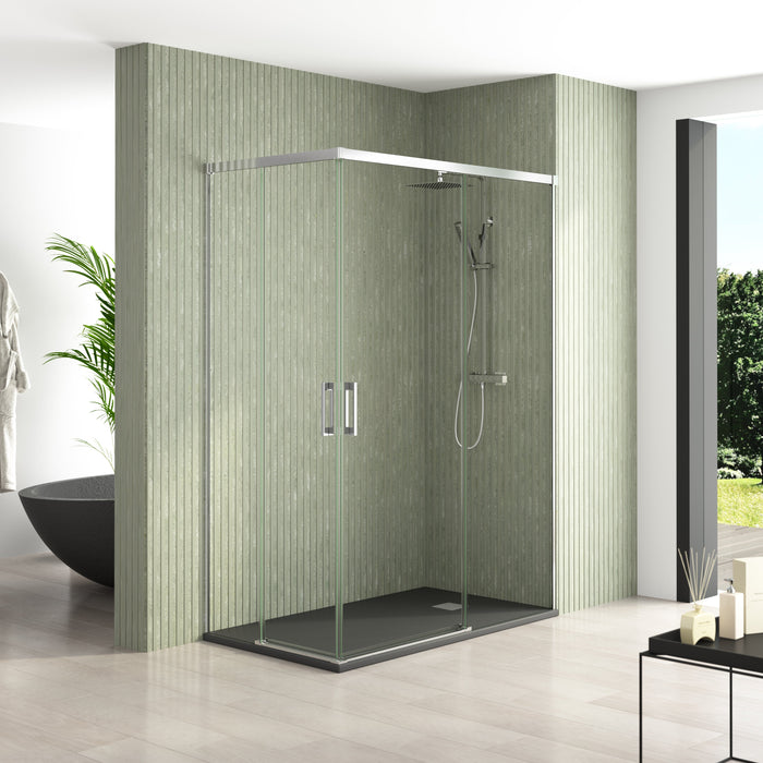 BATHME NIXON Mampara Ducha Rectangular 2Fijos+2Correderas Cromo