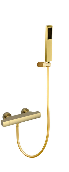 LLUVIBATH YN31F00 YANET Conjunto Ducha Con Soporte Termostática Oro Cepillado