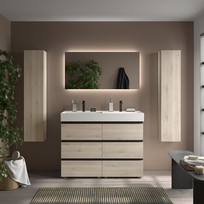 SALGAR BEQUIA METAL Mueble 3C Lavabo Veneto 120 cm Natural
