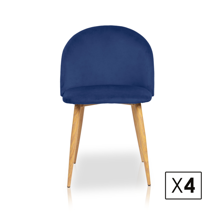FURNITURE STYLE FS7003INDIVEL MERCEDES Pack 4 Sillas de Comedor Terciopelo Color Azul