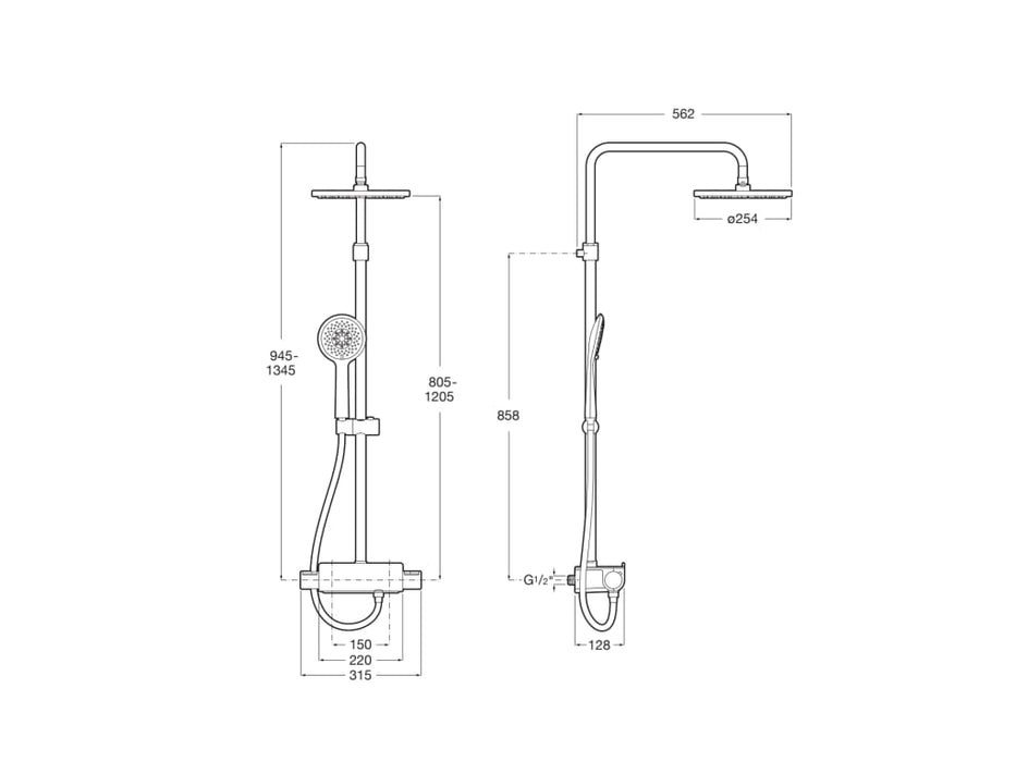 ROCA A5A9788C00 DECK Round Columna de Ducha Termostática con Repisa Cromo