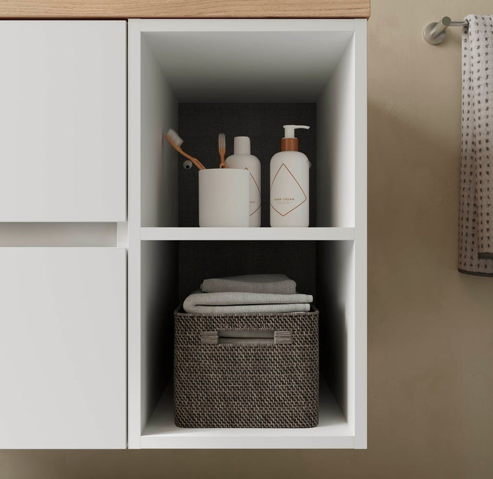 SALGAR 110532 BEQUIA Mueble de Baño con Lavabo de Posar y Encimera 120 cm 2 Cajones 4 Huecos Blanco Mate
