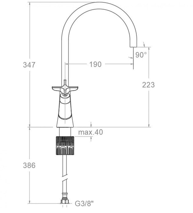 RAMONSOLER 910102NM ADAGIO Grifo Bimando de Lavabo Caño Giratorio 190mm Negro Mate
