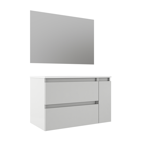 VISOBATH BOX Conjunto Mueble de Baño Izquierda 2C+1P Suspendido Blanco Nieve Brillo