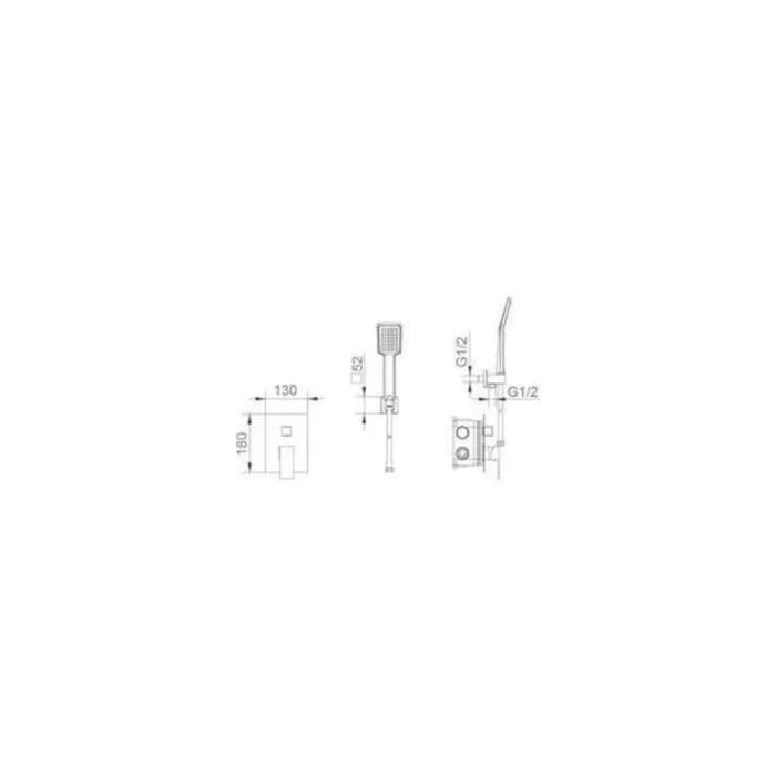 IMEX GET015/NG VOLGA Conjunto de Ducha Empotrado Monomando Negro Mate