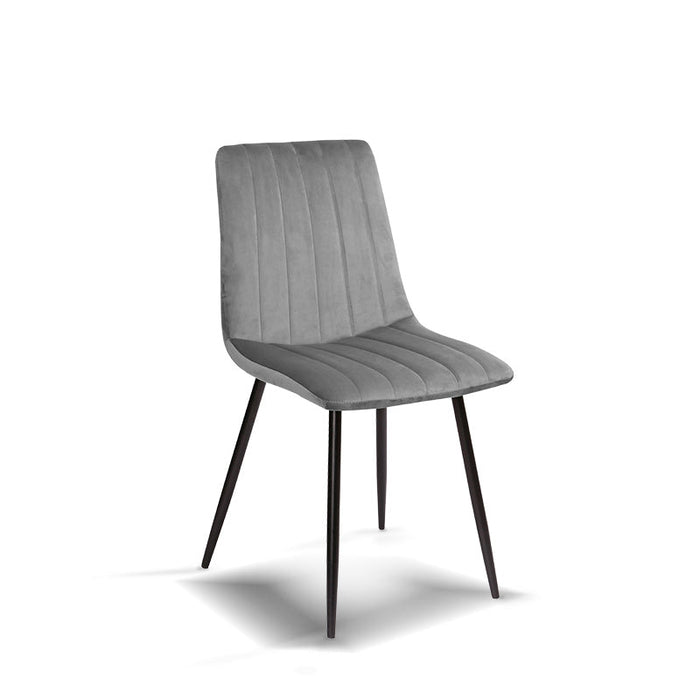 FURNITURE STYLE FS7066PIEDVEL IRIA Pack 4 Sillas de Comedor Terciopelo Color Gris