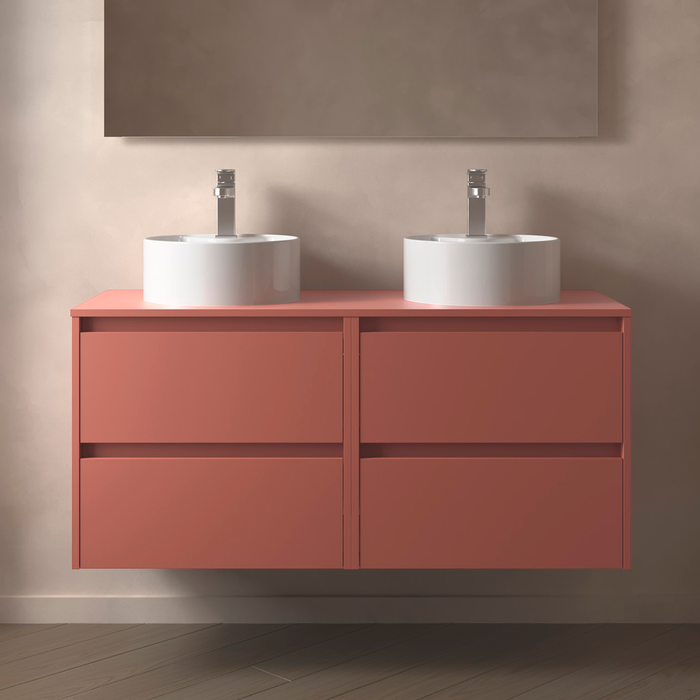 SALGAR 105521 NOJA Mueble de Baño con Tapa Encimera 4 Cajones 120 cm Color Rojo Satinado
