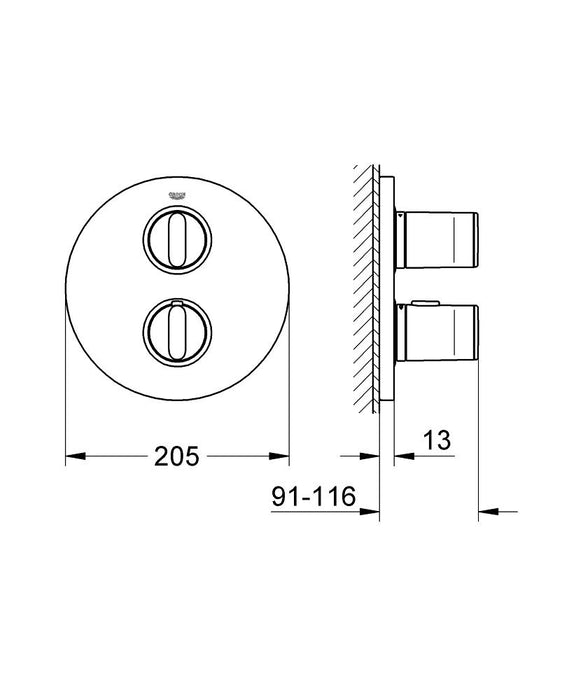 GROHE 19 442 000 ONDUS Termostático Empotrado Baño/Ducha Cromo