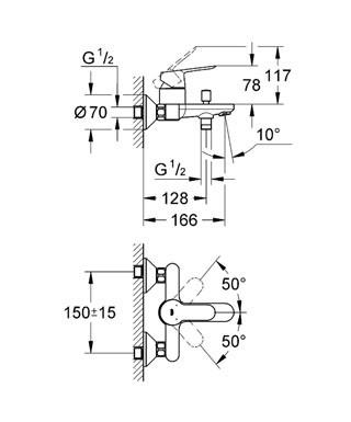 GROHE 23 334 000 BAUEDGE Grifo Monomando Bañera Cromo