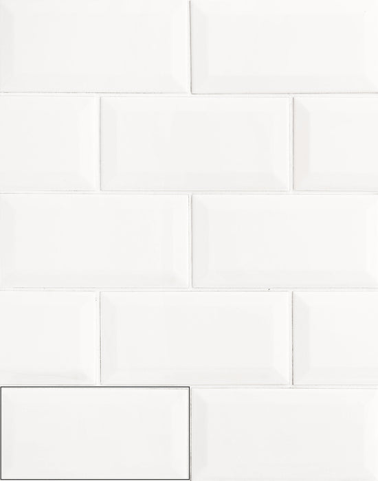 APE 4084094051 METRO Biselado Blanco Brillo 10X20 Pasta Roja
