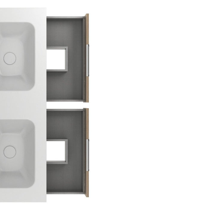 AMIZUVA C0073822 SUKI Mueble de Baño con Lavabo 2 Cajones 120 cm Nogal Arenado