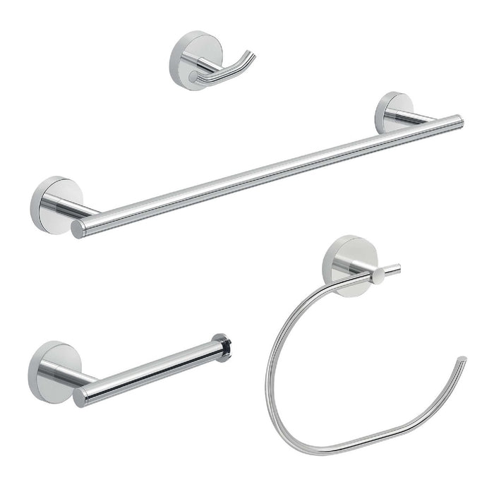 GEDY 23991300002 Set 4 Piezas (Toallero 45 cm, Portarrollo, Percha, Argolla) Cromo