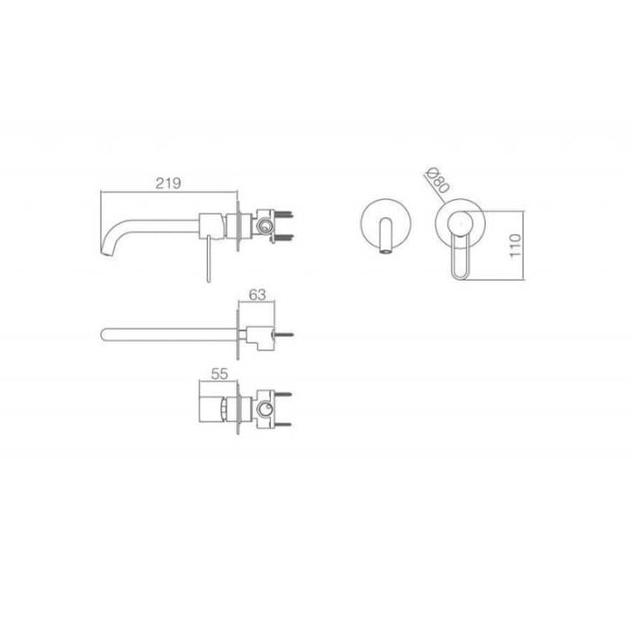 IMEX GLT023/AC MOSCU Grifo de Lavabo Empotrado Acero