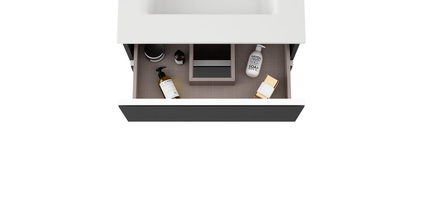 VISOBATH GRANADA Conjunto Mueble de Baño Completo 3 Cajones Color Ceniza Tirador Blanco