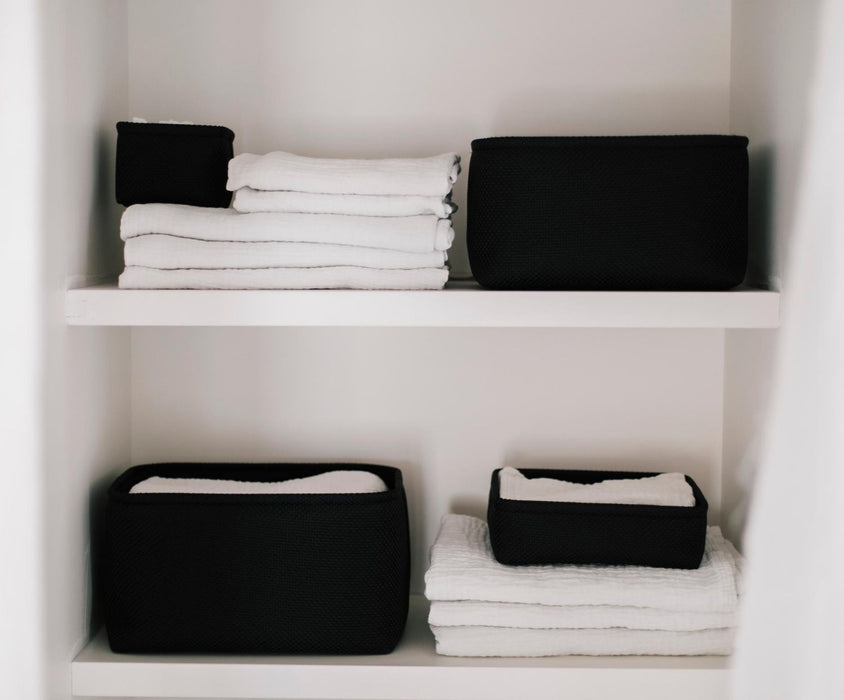 ANDREA HOUSE BA70168 Set De 2 Cestas Para El Cuarto De Baño De Tela Negra