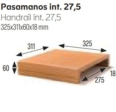 GRES DE ARAGON 900027 NATURAL Pasamanos Interior 27,5 Cm (Caja 4 Piezas)