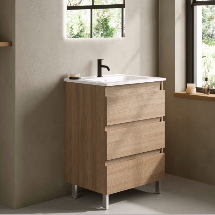 BATHME KENIA Mueble+Lavabo A Suelo 3 Cajones Nogal Arenado