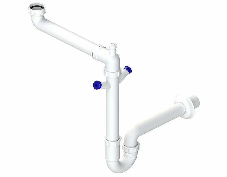 ARCOBAÑ 40SF13  Sifón Curvo Ahorro Espacio 2 Tomas 1"-1/2 Con Válvula