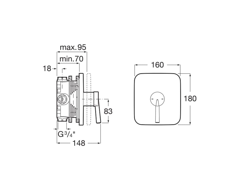 ROCA A5A2B6DC00 PALS Grifo Monomando Empotrable para Baño o Ducha Cromo