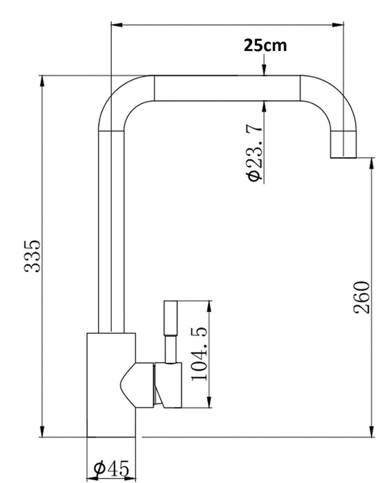 ARCOBAÑ 62PEAI PELÍCANO  Monomando Fregadero Caño 25cm Cromo