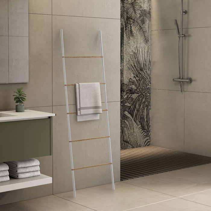 GEDY 30314000000 KENTA Toallero y Columna de Pie Blanco Mate-Natural
