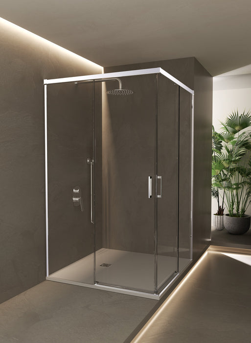SB_X STYLO Mampara Ducha Cuadrada Cromo Transparente