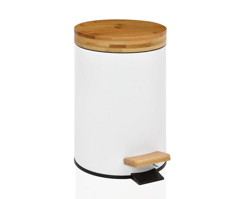 ANDREA HOUSE BA19300 Papelera Pedal 3 L Madera/Metal Blanco