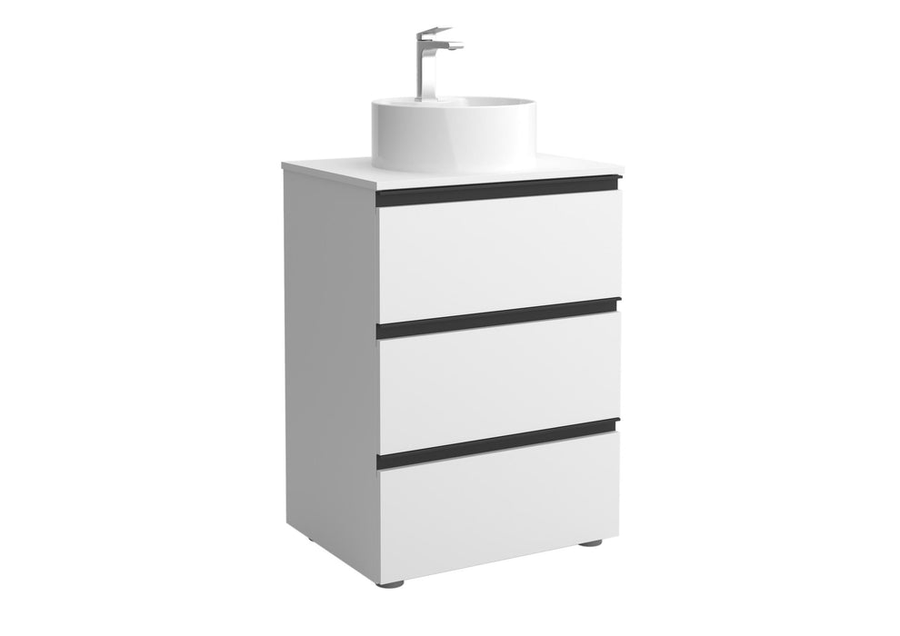 SALGAR BEQUIA METAL Mueble 3C Lavabo sobre encimera Blanco Mate