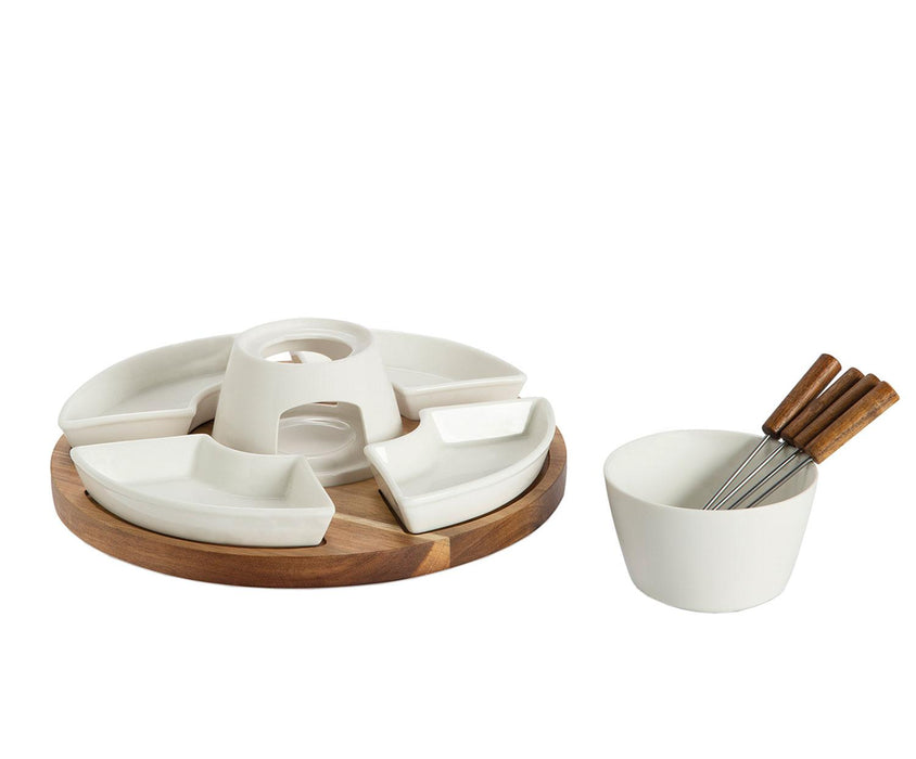 ANDREA HOUSE MS73156 Fondue Giratoria Porcelana/Acacia