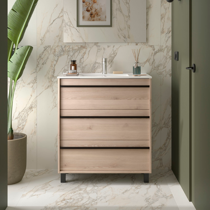 SALGAR ATTILA Mueble de Baño con Lavabo 3 Cajones Color Natural