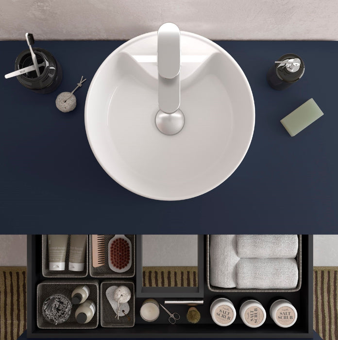 SALGAR BEQUIA Mueble de Baño con Tapa Encimera 4 Cajones Color Azul Mate