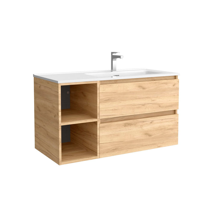 SALGAR BEQUIA Mueble de Baño con Lavabo 2 Cajones 2 Huecos Roble África Izquierda