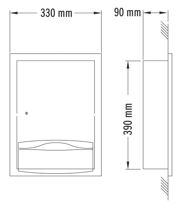 MEDICLINICS DTE0020CS Dispensador Papel Toalla AISI 304 Satinado para Empotrar en Pared