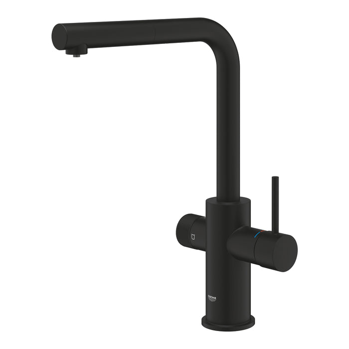 GROHE 30 590 KF0  BLUE Pure Minta Monomando de fregadero para sistemas de agua filtrada con caño extraíble negro