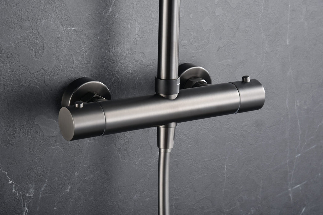 IMEX BTM039/BGM MONZA Conjunto Grifo Ducha Telescópico Termostático Black Gun Metal