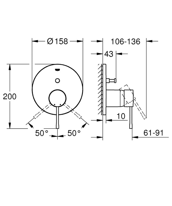 GROHE 24 167 A01 ESSENCE Monomando Con Inversor 2 Vías Grafito Brillo