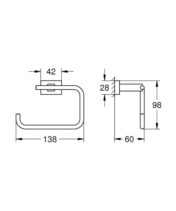 GROHE 40 507 AL1 ESSENTIALS CUBE Portarrollos Sin Tapa Grafito Cepillado