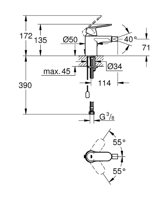 GROHE 32 840 000 EUROSMART COSMOPOLITAN Grifo Bidé