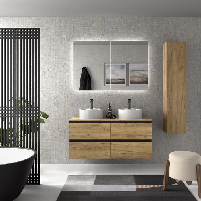 SALGAR 115975 BEQUIA METAL Mueble de Baño 120cm Roble