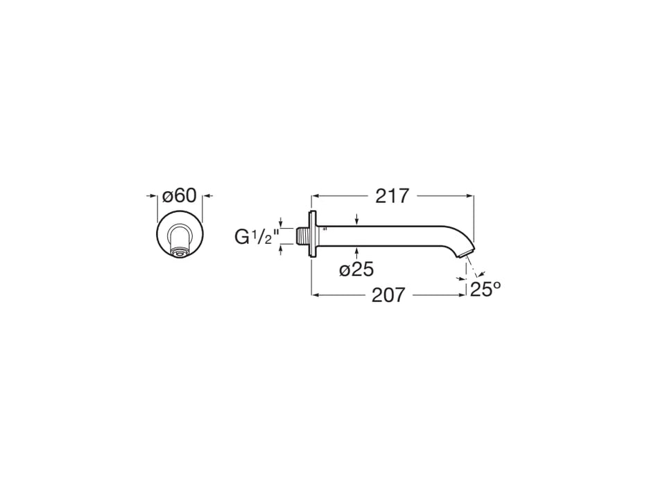 ROCA A5A083FC00 NU Caño de Pared para Bañera Cromo