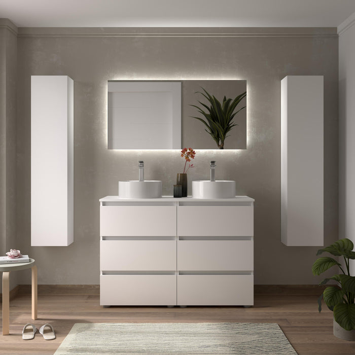 SALGAR BEQUIA Mueble 3C Lavabo sobre encimera 120 cm Blanco Mate