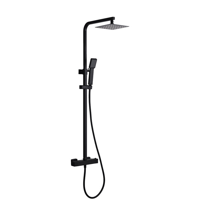 IMEX BTV013/NG VIGO Grifo Termostático Conjunto de Ducha Telescópico Negro Mate