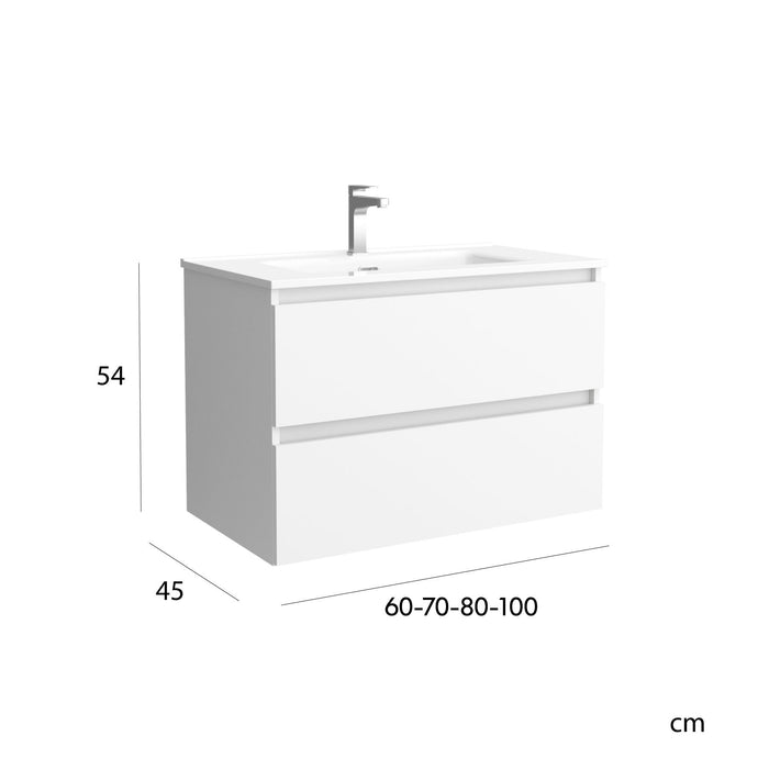 SALGAR BEQUIA Mueble de Baño con Lavabo Color Blanco Brillo