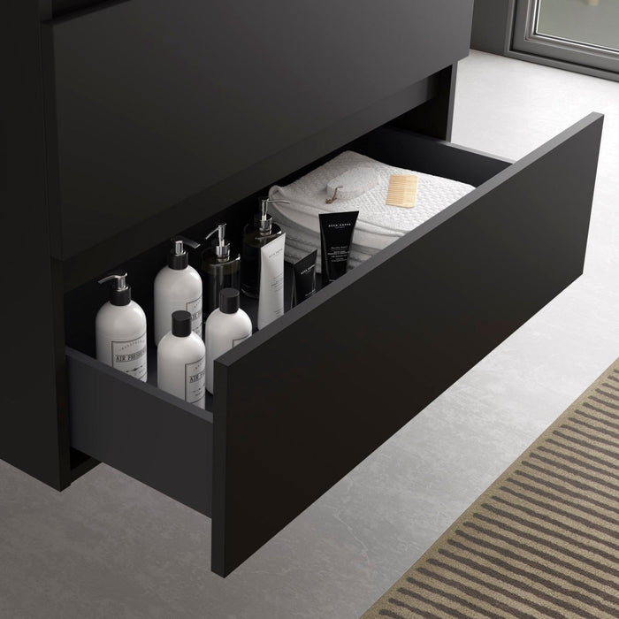 SALGAR BEQUIA Mueble de Baño con Lavabo de Posar y Encimera 2 Cajones 2 Huecos Negro Roble África