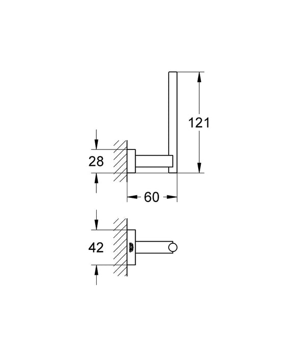 GROHE 40 623 DC1 ESSENTIALS CUBE Portarrollos Pared Supersteel