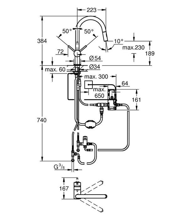 GROHE 31 358 DC2 Minta Touch Monomando de fregadero electrónico de 1/2" supersteel