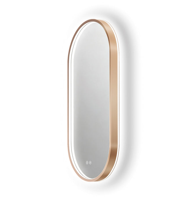 BATHSTAGE B-VENUS Espejo Led 50x90 C/Sensor Touch Doble Triled y Antivaho Marco Oro Rosa Cepillado