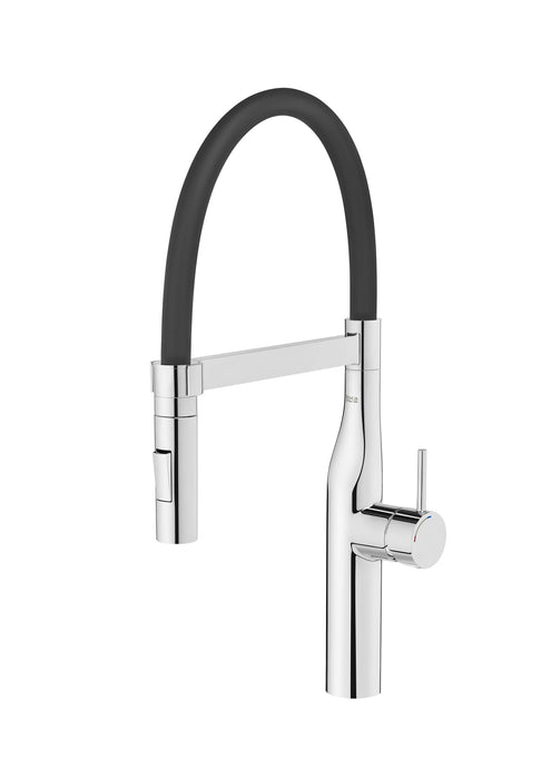 ROCA A5A884DC00 GLERA PRO Grifo Monomando Cocina Caño Giratorio de Pvc y Ducha Extraíble Cromo