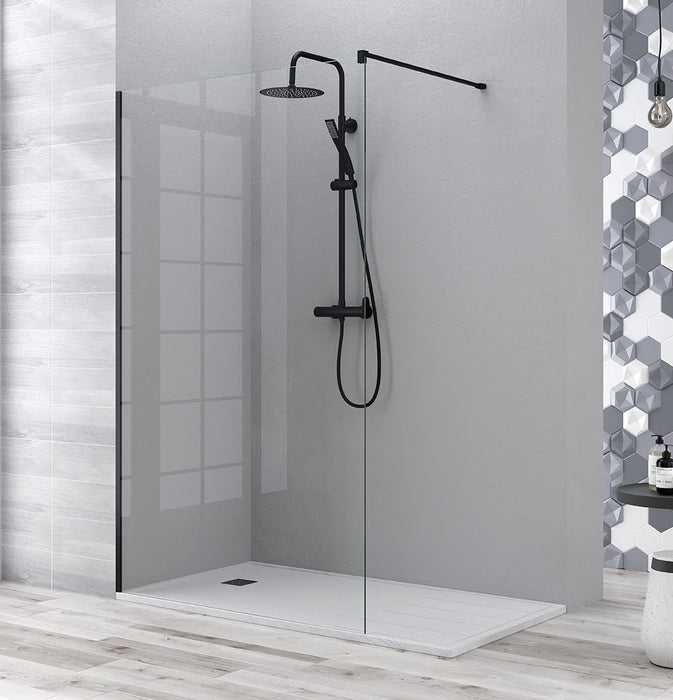 BATHME SANDRA Mampara Ducha Fijo Negro Mate Transparente
